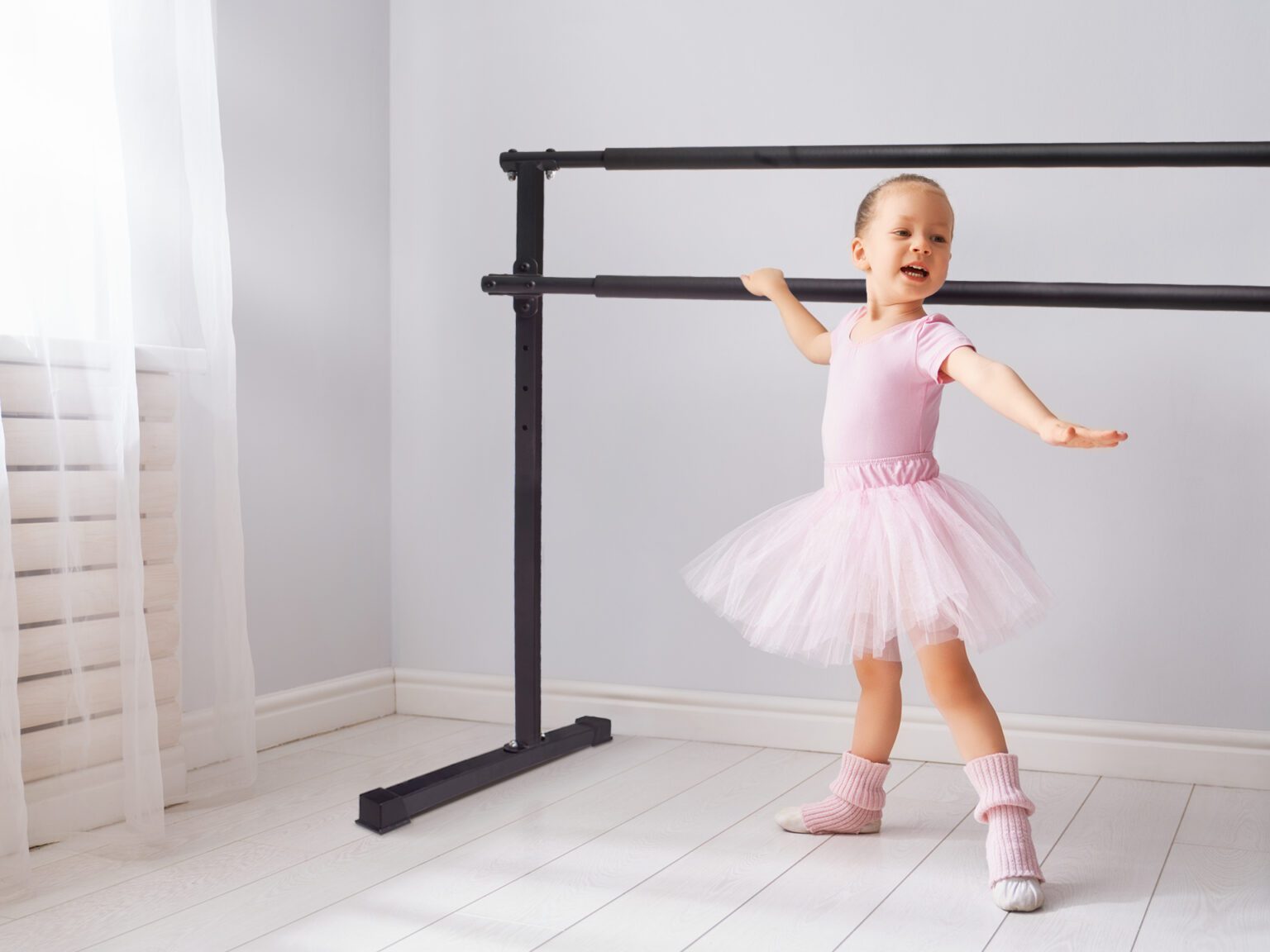 1.5m Freestanding Ballet Barre - Double Beam - Dance Floor