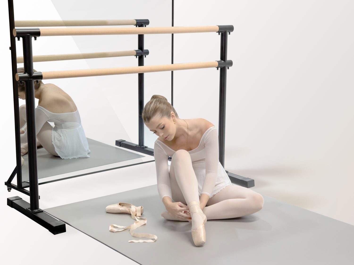 Portable Ballet Barre - Double Beam 150cm Long - Dance Floor