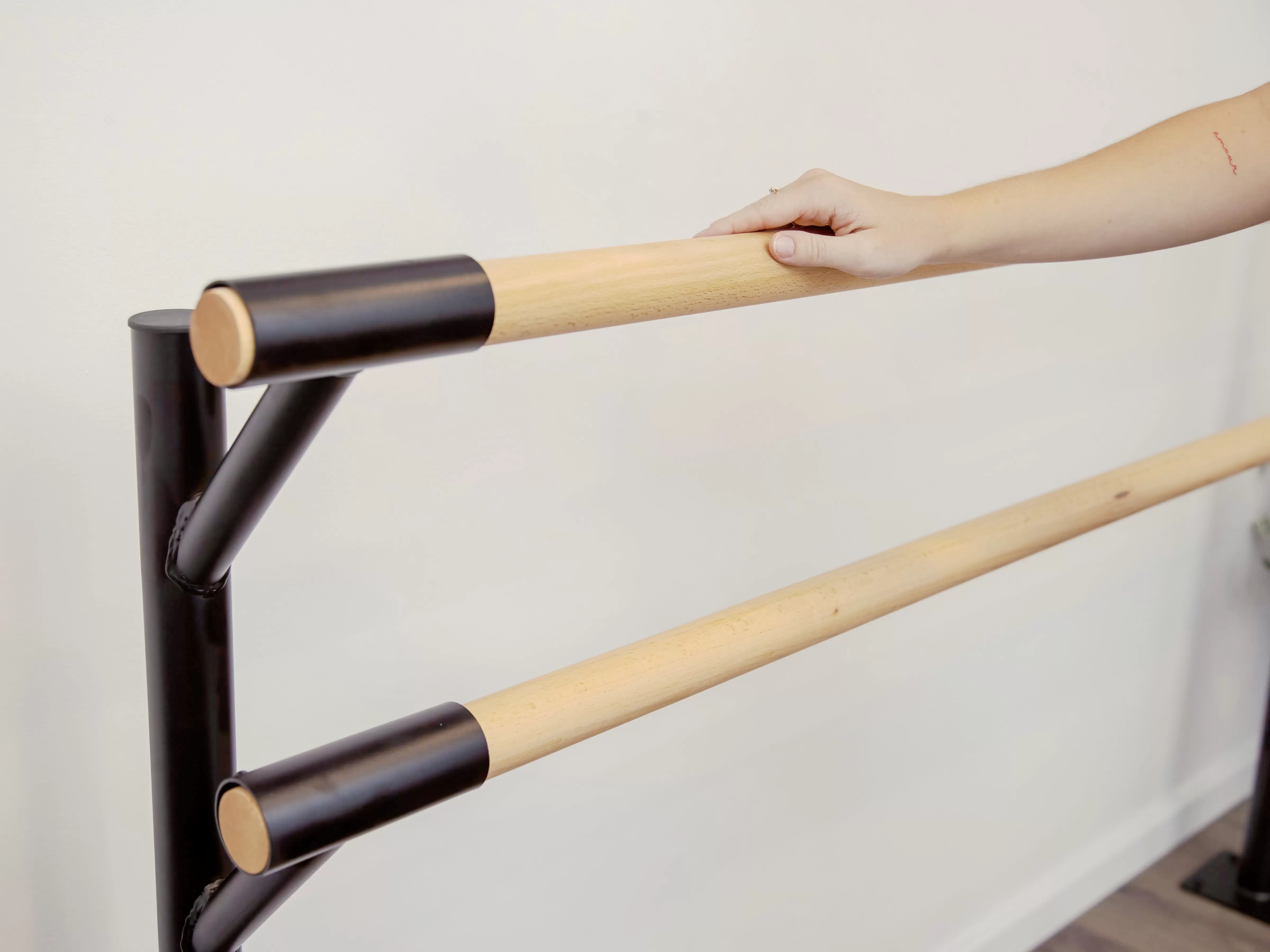 Floor Mounted Ballet Barre Double Black 7 1