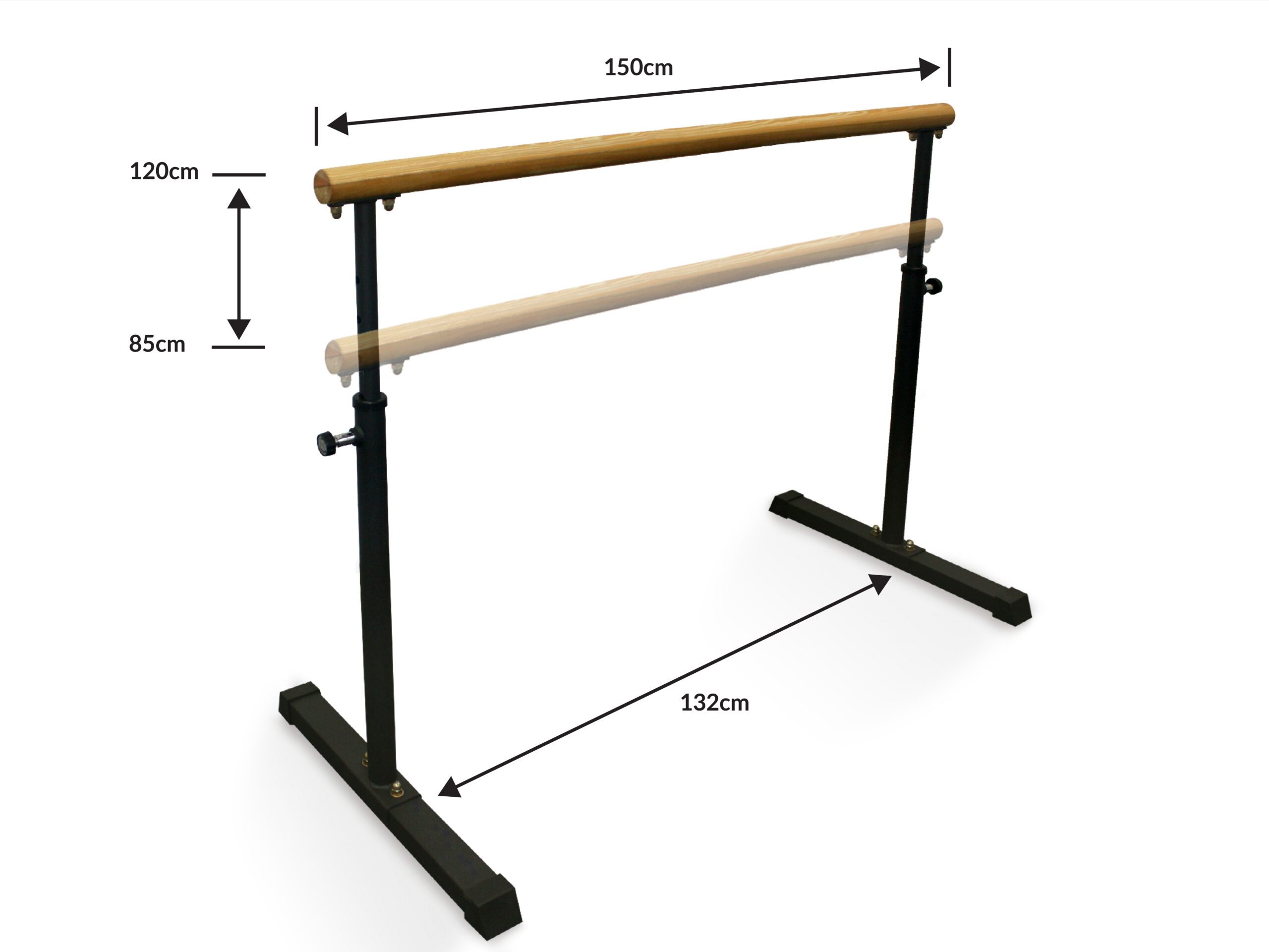 Portable Ballet Barre - Height Adjustable 150cm Long - Dance Floor